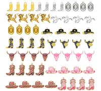 COGCHARGER 30Pcs Western Charms for Jewellery Making Alloy Cowboy Hat Horseshoe Cactus Boot Pendant Charms for Earring Bracelets Crafts Gift Decor