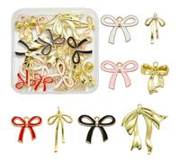 COGCHARGER 32 Pieces 8 Styles Bowknot Charms for Jewellery Making Mixing Colors Bulk Cute Alloy Enamel Charms Pendants for Bracelet Necklace Earring DIY Supplies