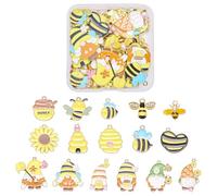 COGCHARGER 32Pcs 16 Style Assorted Cartoon Enamel Bee Charms for jewellery Making Cute Alloy Animal Charms World Bee Day Honeybee Pendants for Bracelet Necklace Earring Keychain DIY Supplies