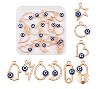 COGCHARGER 36 Pcs 9 Style Alloy Enamel Devil's Eye Charms Gold Turkish Blue Evil Eye Pendants Flat Back Evil Eye Charm for Necklace Bracelet Earrings Jewelry Making Crafts