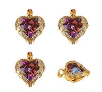 COGCHARGER 4 Pieces Rhinestone Heart Charm Pendant Brass Rhinestone Charm Love Pendant Real 18K Gold Plated for Valentine's Day Present Jewellery Necklace Making