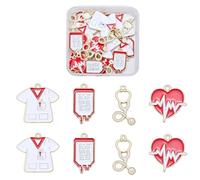 COGCHARGER 40Pcs 4 Styles Medical Charms for Jewellery Making Infusion Set Electrocardiogram Nurse Uniform Stethoscope Charms Alloy Enamel Nurse Themed Pendants for Bracelet Necklace Earring Supplies