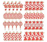 COGCHARGER 40Pcs Red Christmas Candy Charms Bulk for Jewellery Making
