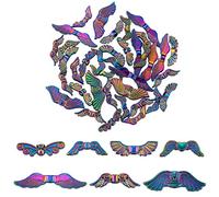 COGCHARGER 42 Pieces Alloy Wing Beads Angel Wing Spacer Beads Rainbow Color Alloy Beads Antique Silver for Jewelry Bracelet Making Finding Kit