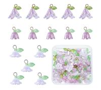 COGCHARGER 45Pcs Flower Beads Charms for Jewellery Making Purple Acrylic Pearl Bulk Cute Leaf Floral Charm Flower Pendants for Bracelet Necklace Keychain Earrings DIY Supplies Findings