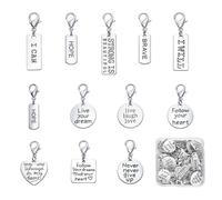 COGCHARGER 48Pcs 12 Styles Inspiration Words Dangle Purse Keychain Charms for jewellery Making Alloy with Lobster Claw Clasp Antique Silver Inspirational Badge Charms for Bracelets Stitch Markers