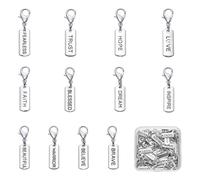 COGCHARGER 48Pcs 12 Styles Inspiration Words Dangle Purse Keychain Charms for jewellery Making Alloy with Lobster Claw Clasp Rectangle Inspirational Badge Charms for Bracelets Stitch Markers