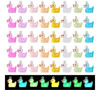 COGCHARGER 48Pcs Luminous Resin Duck Charms Glow in the Dark Mini Duck Pendants Cute Animal Charms for Bracelets Necklace Earrings Jewelry Making DIY Ornament Accessorie