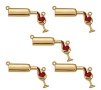 COGCHARGER 5 Pcs Brass Enamel Links Charm Connectors Wine Necklace Love Wine Cheers Red Enamel Heart Pendant for Jewelry Necklace Making Crafts