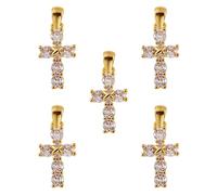 COGCHARGER 5 Pcs Cubic Zirconia Cross Charms Pendants Brass Pave Clear Cubic Zirconia Pendant 18K Gold Plated for Jewelry Necklace Bracelet Making DIY Charms