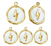COGCHARGER 5 Pcs Lightning Bolt Charm for Jewelry Making Stainless Steel Charms with Gold Shell Pendant Charms for Bracelet Earring Necklace DIY Supplies
