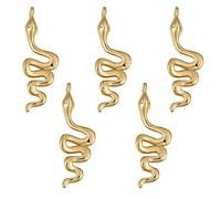 COGCHARGER 5 Pcs Snake Charms Bulk Brass Snake Charms Pendants with Jump Ring Golden for Jewelry Necklace Bracelet Earring Making Accessories