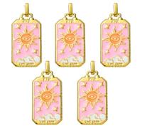 COGCHARGER 5 Pcs Tarot Charms for Jewelry Making Rectangle Alloy Enamel Pendants with Sun Pattern Pink Tarot Card Charm Pendants for Bracelet Necklace DIY Supplies