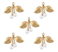 COGCHARGER 5 Pieces Brass Leaf Charm with Fruits Brass CZ Charm with Imitation Pearl Acrylic Beads for Jewelry Necklace Earring Making Crafts
