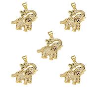 COGCHARGER 5 Pieces Elephant Cubic Zirconia Charm Pendant Brass Animal Charm Pendant Real 18K Gold Plated Charm for Jewelry Necklace Bracelet Earring Making