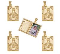 COGCHARGER 5 Pieces Holy Virgin Maria Charms Pendant Rectangle with Virgin Mary Charm Religion Pendant for Jewellery Necklace Earring Making Craft