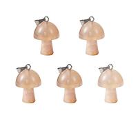 COGCHARGER 5 Pieces Mushroom Gemstone Charm Natural Cherry Blossom Agate Pendant with Stainless Steel Loops for Jewellery Necklace Earring Making Crafts