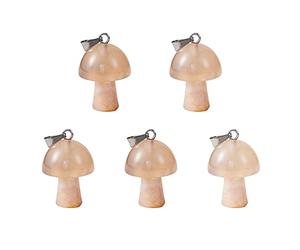 COGCHARGER 5 Pieces Mushroom Gemstone Charm Natural Cherry Blossom Agate Pendant with Stainless Steel Loops for Jewelry Necklace Earring Making Crafts