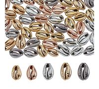 COGCHARGER 50 Pieces Electroplated Shell Beads Cowrie Shells Sea Shell Summer Beach Loose Spacer Beads Charm Mixed Color for Jewellery Necklace Making