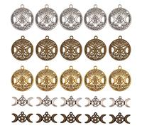 COGCHARGER 50 Pieces Triple Moon Goddess Charm Pendant Tibetan Style Alloy Pendants Tree of Life Charm for Jewelry Necklace Bracelet Making Crafts