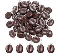 COGCHARGER 50Pcs Coffee Charms for Jewellery Making Coffee Beans Small Charms for Bracelets Resin Imitation Food Pendants for DIY Crafting Jewellery Making Necklace Bracelet Earring Accessories