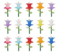 COGCHARGER 56Pcs Cute Flower Charms for Jewellery Making Bulk 3D Glass Charms Mixed Color Plant Floral Pendants for Bracelet Necklace Earring DIY Supplies