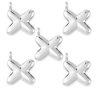 COGCHARGER 5Pcs Bubble Letter Charms for Jewellery Making Silver Alphabet X Pendant Brass Initial Charms for Bracelets Necklaces Earring Crafts Accessories