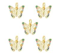 COGCHARGER 5Pcs Butterfly Charms for Jewelry Making Cute Small Charms Brass Enamel Cubic Zirconia Pendants for Bracelet Necklace Earring Keychain DIY Supplies(Butterfly-A)