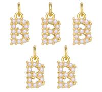 COGCHARGER 5Pcs Letter B Charms for Jewellery Making Real 18K Gold Plated Alphabet Initial Charms Brass Plastic Pearl Pendants with Jump Ring for Earring Bracelet Necklace Jewellery Making