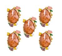 COGCHARGER 5Pcs Oval Flower Charms for Jewellery Making Brown Bulk Retro Charms Alloy Enamel Pendants for Bracelet Necklace Earring Keychain DIY Supplies