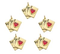 COGCHARGER 5Pcs Poker Ace of Hearts Spades Charms for Jewellery Making Brass Cubic Zirconia Pendants with Jump Ring Heart Lucky Charms for Bracelets Necklace Earring