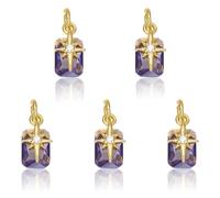 COGCHARGER 5Pcs Purple Star Charms for Jewellery Making Small Cute Golden Brass Crystal North Star Charm Cubic Zirconia Charms with Jump Ring for Jewellery Necklace Bracelet Making Crafts