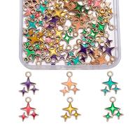 COGCHARGER 60Pcs 6 Color Small Star Charms Bulk Cute North Star Charms Alloy Enamel Pendants for Bracelet Necklace Earring Keychain DIY Supplies