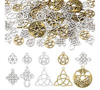COGCHARGER 60Pcs Celtic Witchy Charms for Jewelry Making Alloy Pentagram Celtic Knot Charms Bulk Vintage Pentacle Pendant for Making Bracelets Earrings DIY Jewelry and Necklaces Lanyards