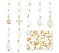 COGCHARGER 60Pcs Cute Pearl Charms for Jewellery Making Small Bulk Dangle Cross Star Heart Flower Charms Natural Shell Butterfly Moon Pendant for Bracelet Earring Necklace DIY Crafts