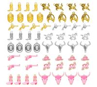 COGCHARGER 60Pcs Western Charms for Jewellery Making Enamel Cowboy Hat Horseshoe Cactus Boot Pendant Charms for Earring Bracelets Crafts Gift Decor