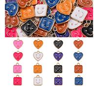 COGCHARGER 64 Pieces Heart Square Charm Pendant Love Enamel Charm Alloy Enamel Pendant Light Gold for Jewelry Necklace Earring Making Crafts