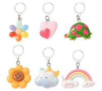 COGCHARGER 6Pcs Silver Bikini Charms for Jewellery Making Keychain Heart Flower Charms Beach Ocean Swimsuit Resin Pendant for Earring Necklace Purse Bag Summer Travel Gifts