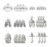 COGCHARGER 70 Pcs 6 Styles Bulk Silver Assorted Armor of God Costume Alloy Sword Bible Theme Charms Pendants for Earrings Necklaces Bracelets Jewelry Making