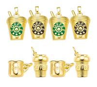 COGCHARGER 8 Pcs Coffee Cup Charms for Jewellery Making Brass Cup Pendants Coffee Charms for Bracelets Necklace Craft Making