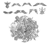 COGCHARGER 80 Pieces Alloy Wing Charm Pendant Angel Wing Spacer Beads Charm Antique Silver for Fairy Jewellery Making Finding Kit