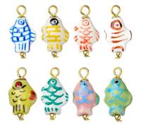 COGCHARGER 8Pcs Fish Ceramic Charms for Jewellery Making Ocean Porcelain 3D Small Animal Cute Charms Mixed Color Lucky Pendants for Bracelet Earring Necklace DIY Crafts