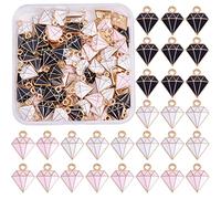 COGCHARGER 90 Pieces Diamond Shape Charms Pendant Light Gold Alloy Enamel Charms Mixed Color for Jewelry Necklace Bracelet Earring Making