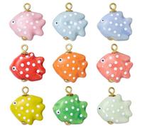 COGCHARGER 9Pcs Ceramic Fish Charms for Jewellery Making 3D Cute Ocean Animal Charms Handmade Porcelain Beads Pendants for Bracelet Necklace Earrings DIY Crafts Accessories