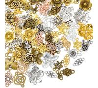 COGCHARGER Assorted Flower Charms for Jewelry Making Mixed Color Bulk Cute Alloy Collection Pendants for Bracelet Necklace Earring DIY Supplies