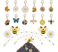 COGCHARGER DIY Knitting Tool Sets 18Pcs Including Bee & Flower Alloy Enamel Crochet Stitch Markers Knitting Row Counter Chains Silicone Knitting Needle Stoppers for Knitting Project
