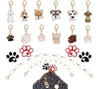 COGCHARGER DIY Knitting Tool Sets 18Pcs Including Dog Alloy Enamel Crochet Stitch Markers Knitting Row Counter Chains Silicone Knitting Needle Stoppers for Knitting Project