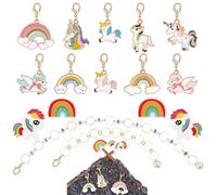COGCHARGER DIY Knitting Tool Sets 18Pcs Including Unicorn & Rainbow Alloy Enamel Crochet Stitch Markers Knitting Row Counter Chains Silicone Knitting Needle Stoppers for Knitting Project