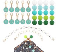 COGCHARGER DIY Knitting Tool Sets 32Pcs Including Alloy Enamel Crochet Stitch Markers Knitting Row Counter Chains Silicone Knitting Needle Stoppers for Knitting Project（Sea Green）