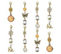 COGCHARGER Journal Zipper Pull Clip On Charms for Jewelry Making, 8Pcs | Assorted Vintage Antique Bronze Pendants with Lobster Clasp for Keychain Bag Purse